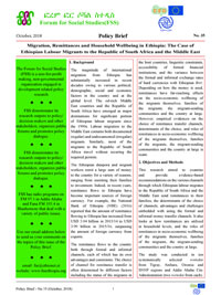 Migration, Remittances and Household Wellbeing in Ethiopia: The Case of Ethiopian Labour Migrants to the Republic of South Africa and The Middle East