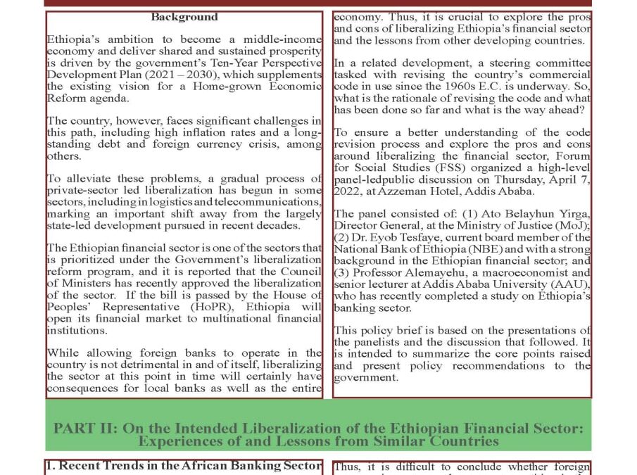 Panel Presentation-led Public Dialogue on the ongoing Revision of the Ethiopian Commercial Code and Liberalizing the Ethiopian Financial Sector: Panel Presentations’ Summary  : Part Three